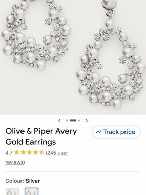 Olive & Piper Avery Silver Pearl & Crystal Teardrop Earrings